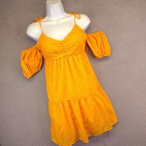 Stitch and Pine Dress Womens L Cold Shoulder Babydoll Dainty Floral Y2K Sundress